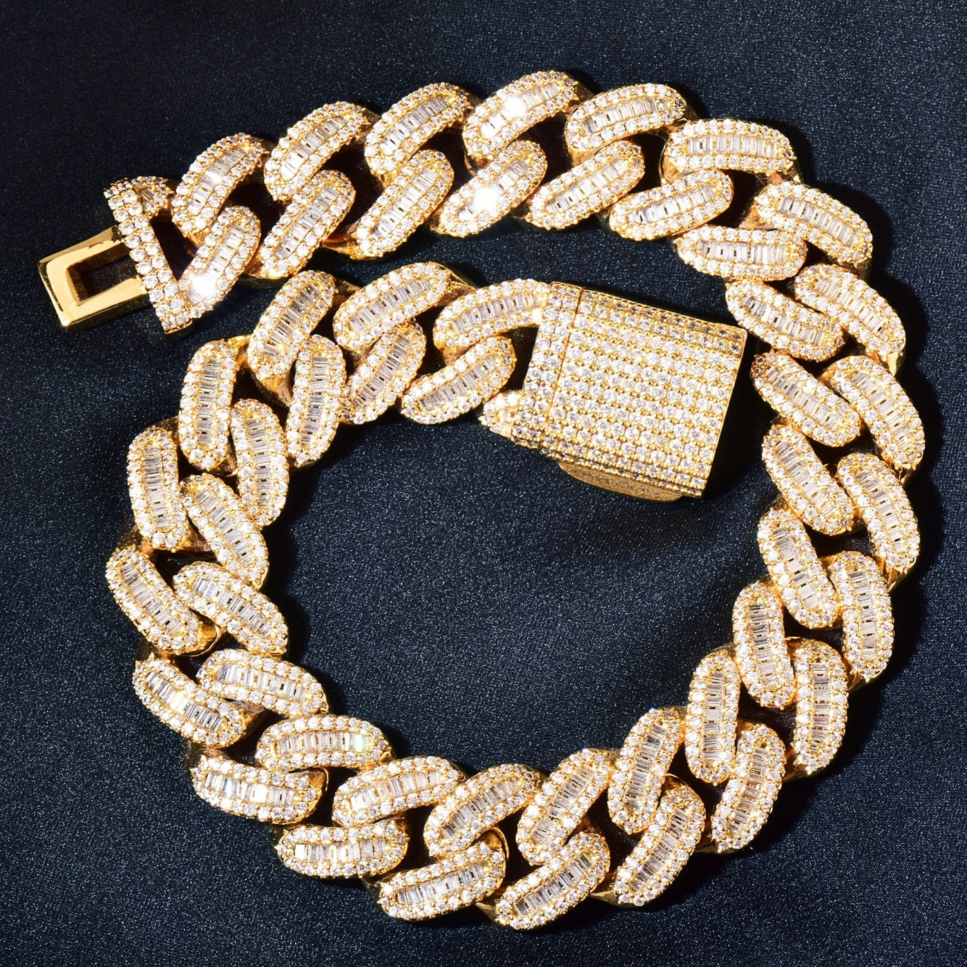 15mm | Diamond Cuban Link Bracelet White Gold | Cuban Link Bracelet Diamond