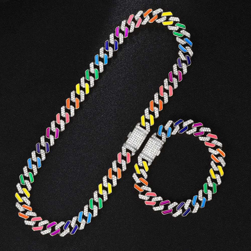 Iced Out Rainbow Cuban Link hotsell Chain