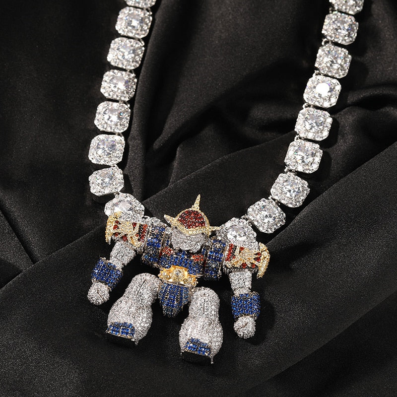 Iced Out Cartoon Pendants | Transformers Necklace | Hip Hop Jewelry Pendants