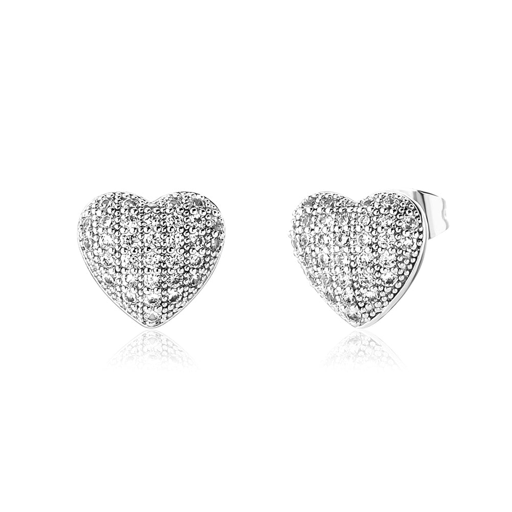 14k Gold | Puffy Heart Earrings | Heart Stud Earrings | Heart Diamond Stud Earrings