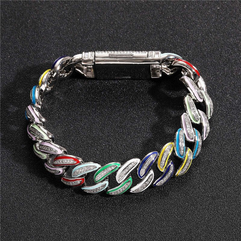 15mm | Tri Color Cuban Link Bracelet | Cuban Link Bracelet