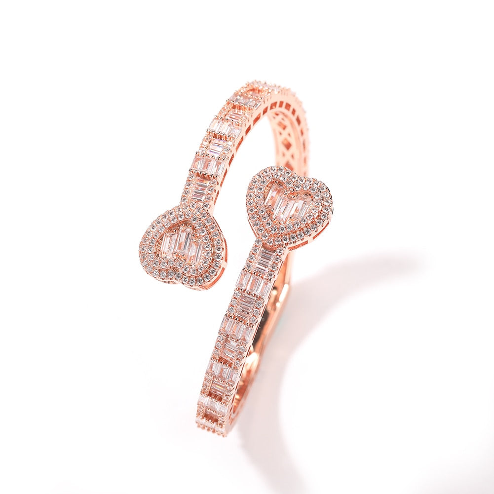 Heart Bangle Bracelet | Heart Bracelet | Diamond Heart Jewelry