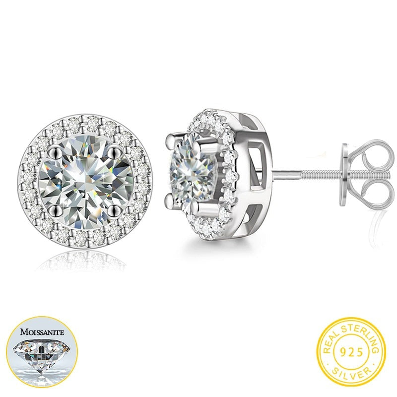 925 Sterling Silver | Moissanite Stud Earrings | Real Iced Out Earrings