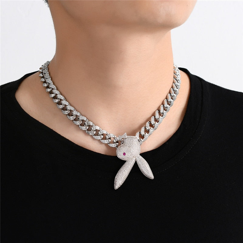 Hand outlet beaded Playboy bunny necklace hot p