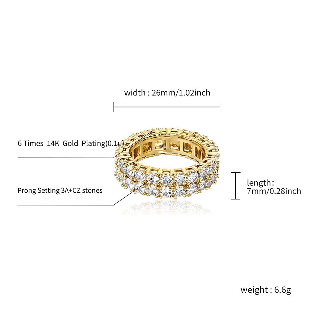 14k Gold | Diamond Tennis Band Ring | Hip Hop Diamond Ring