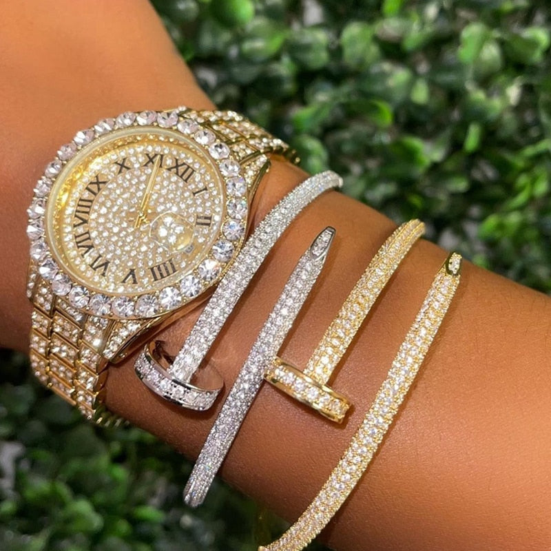 Women's Watches with Bling | Gold Plated Womens Diamond Watches