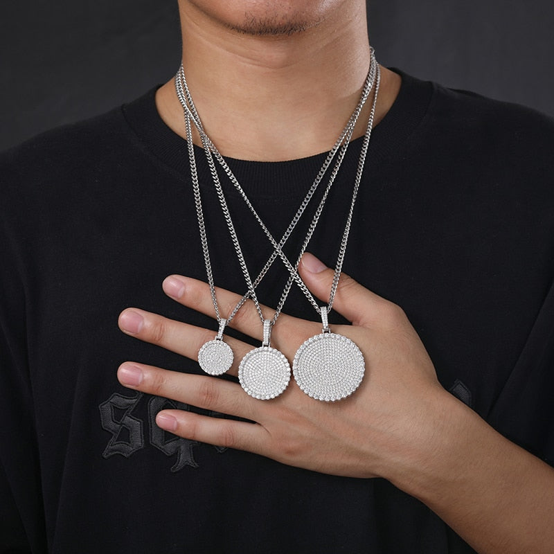 Large Circle Pendant Necklace | Mens Necklaces with Circle Pendants