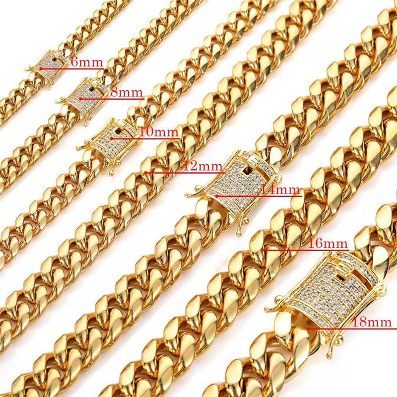 6mm - 18mm | Cuban Link Stanless Steel Chain | Curb Link Chain Iced Out Real