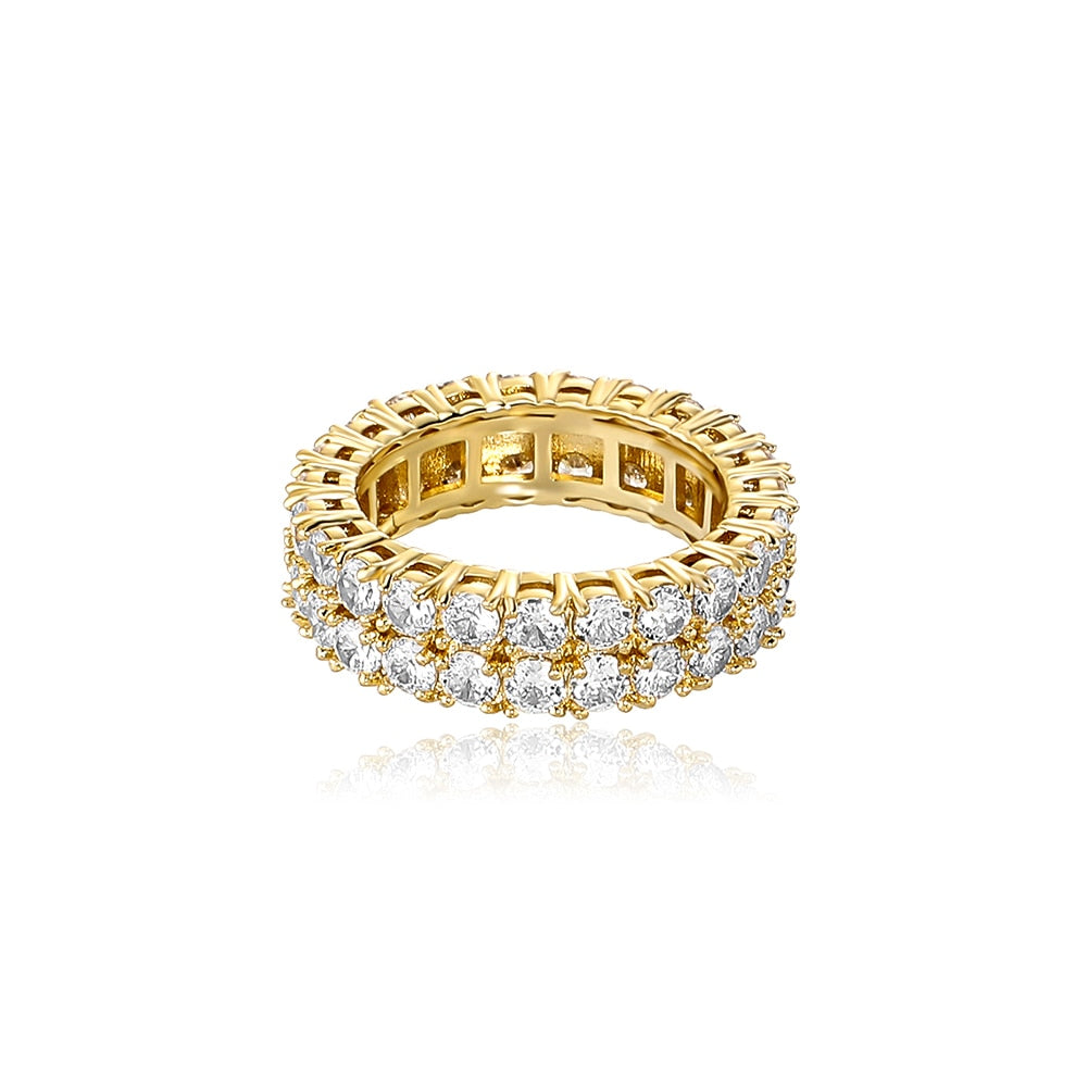 14k Gold | Diamond Tennis Band Ring | Hip Hop Diamond Ring