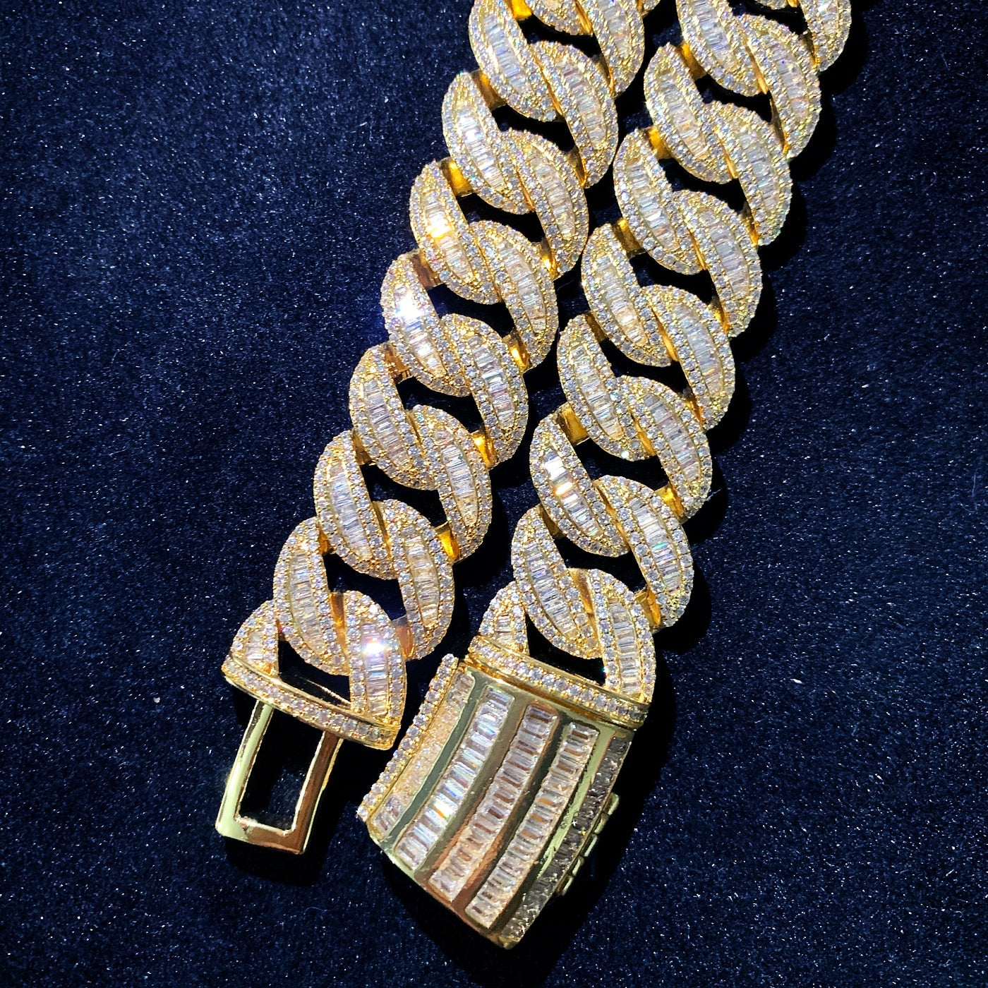19mm | Cuban Link Bracelet Gold Diamond | Diamond Miami Cuban Link Bracelet