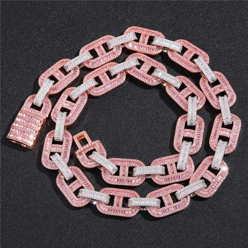 15mm Cuban Link Chain | Cuban Link Chain | Baguette Diamond Chain