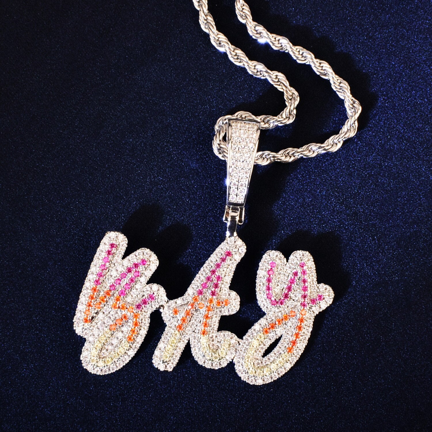 Custom Name Necklace | Custom Pendants | Double Layer Colorful Design