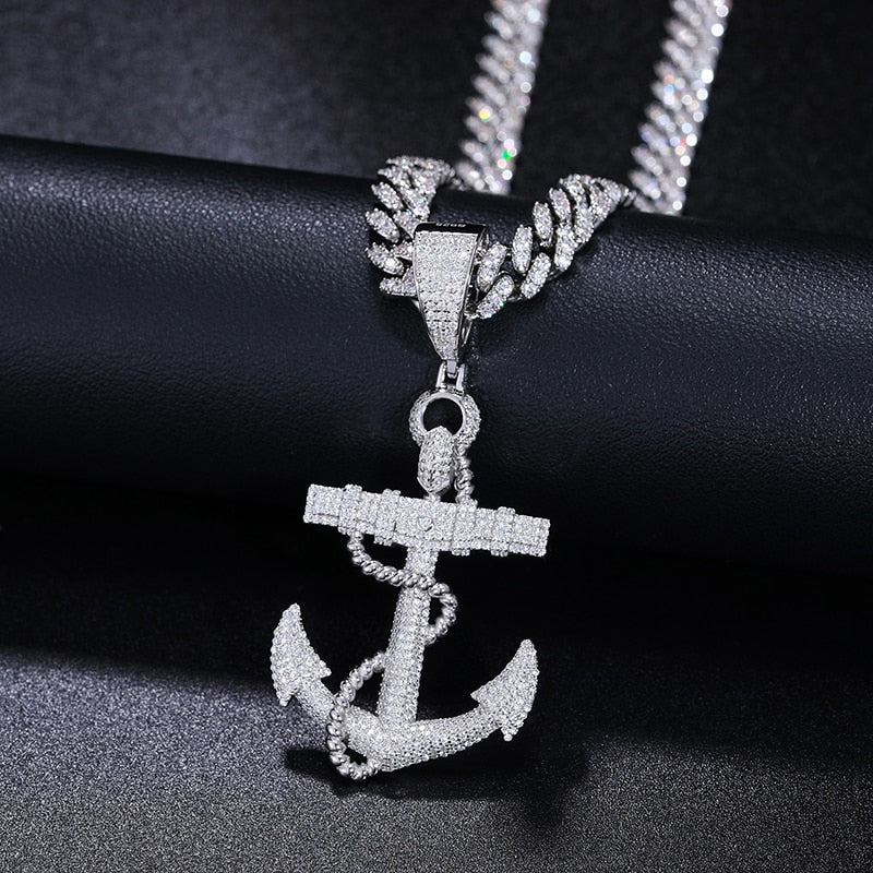 Anchor Pendant | Silver Anchor Pendant | Gold Anchor Pendant | with Real Diamond