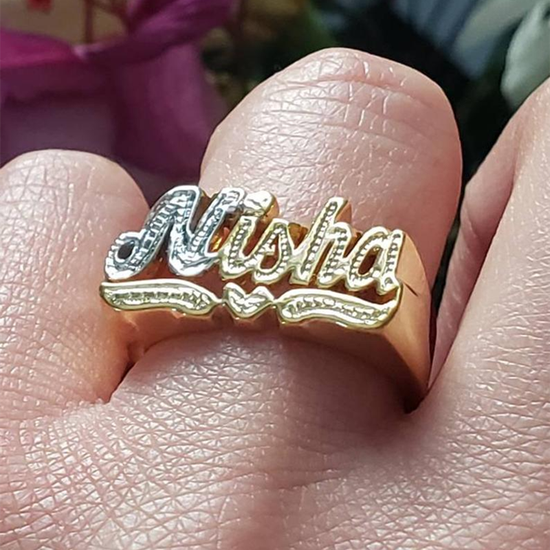 Diamond Name Ring | Custom Name Ring in Diamonds