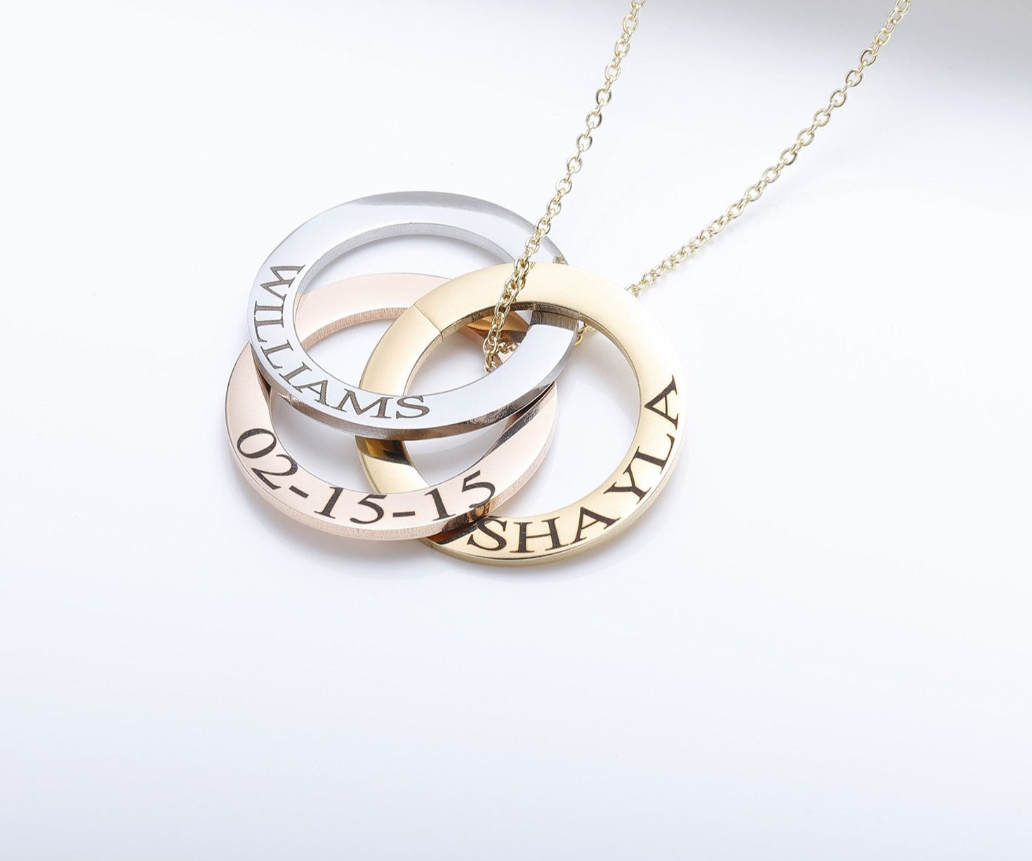 Russian Ring Necklace with Engraving | Three Circle Necklace - Julri Box