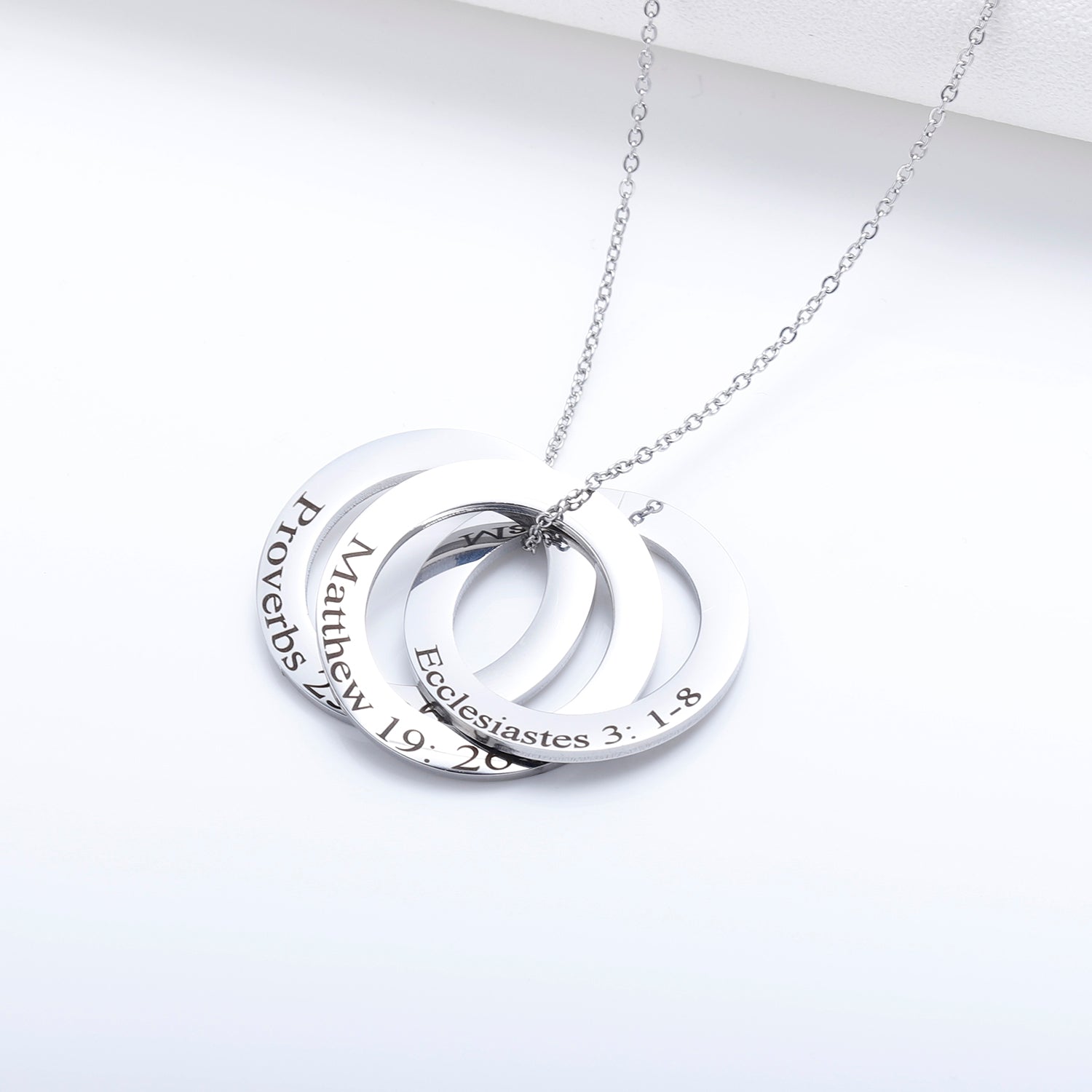 Russian Ring Necklace with Engraving | Three Circle Necklace - Julri Box