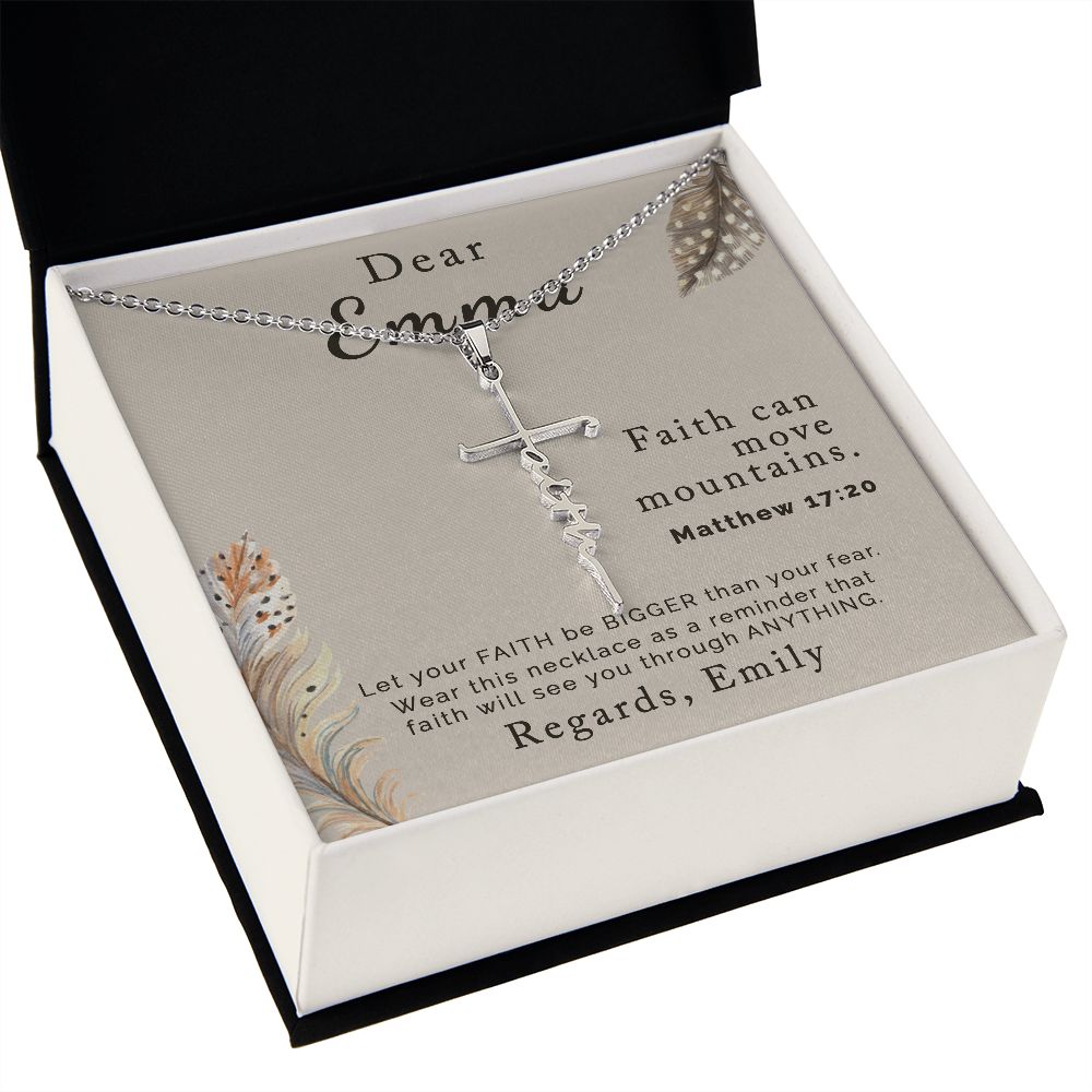 Faith Can Move Mountains | Personalized | Faith Cross Necklace - Julri Box