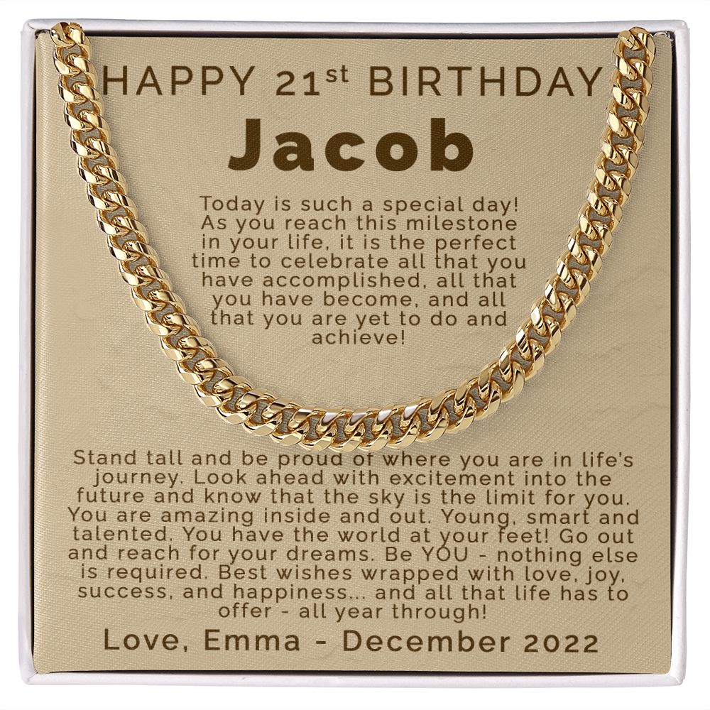 Happy 21st Birthday | Personalized | Cuban Link Chain - Julri Box