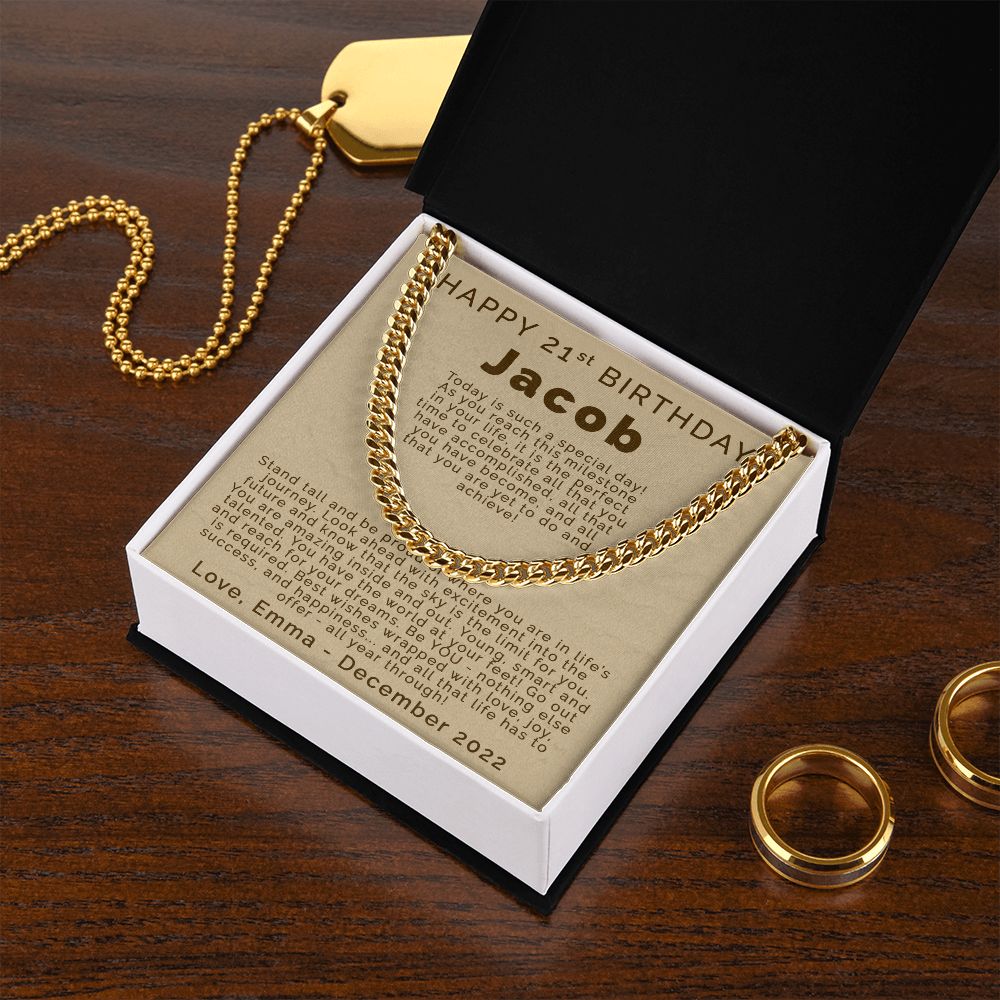 Happy 21st Birthday | Personalized | Cuban Link Chain - Julri Box