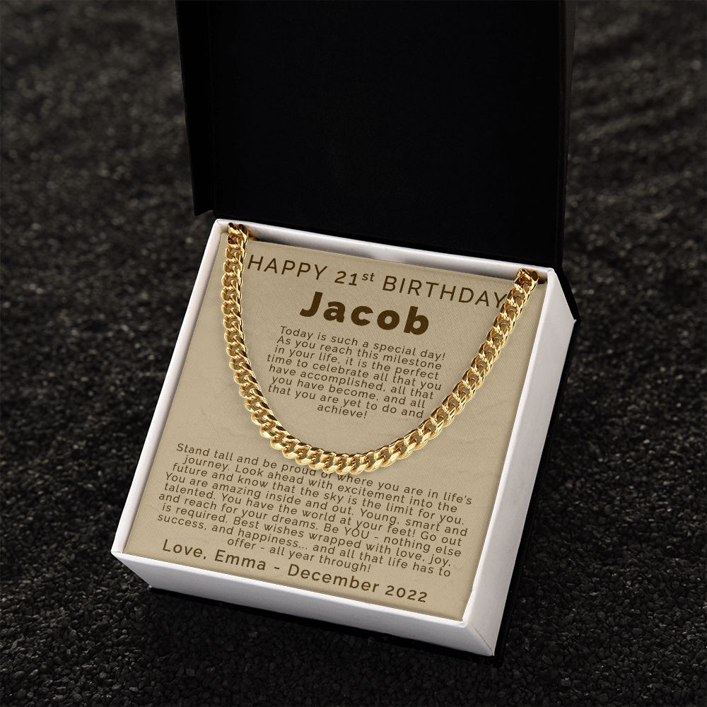 Happy 21st Birthday | Personalized | Cuban Link Chain - Julri Box