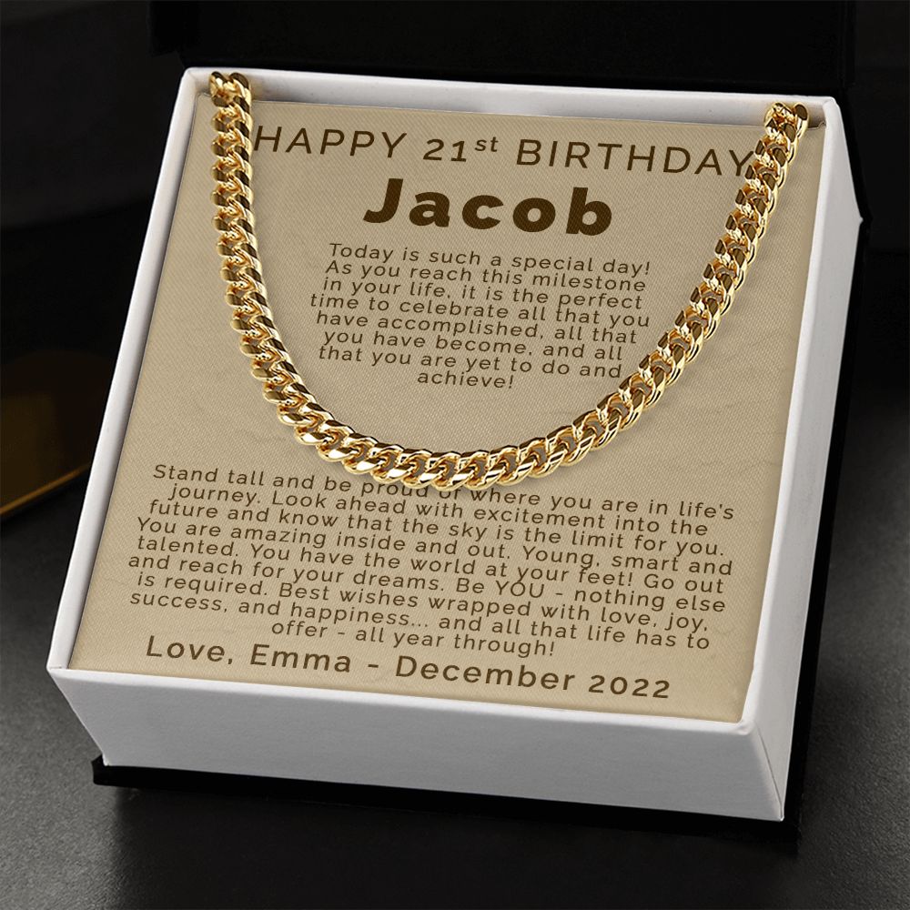 Happy 21st Birthday | Personalized | Cuban Link Chain - Julri Box