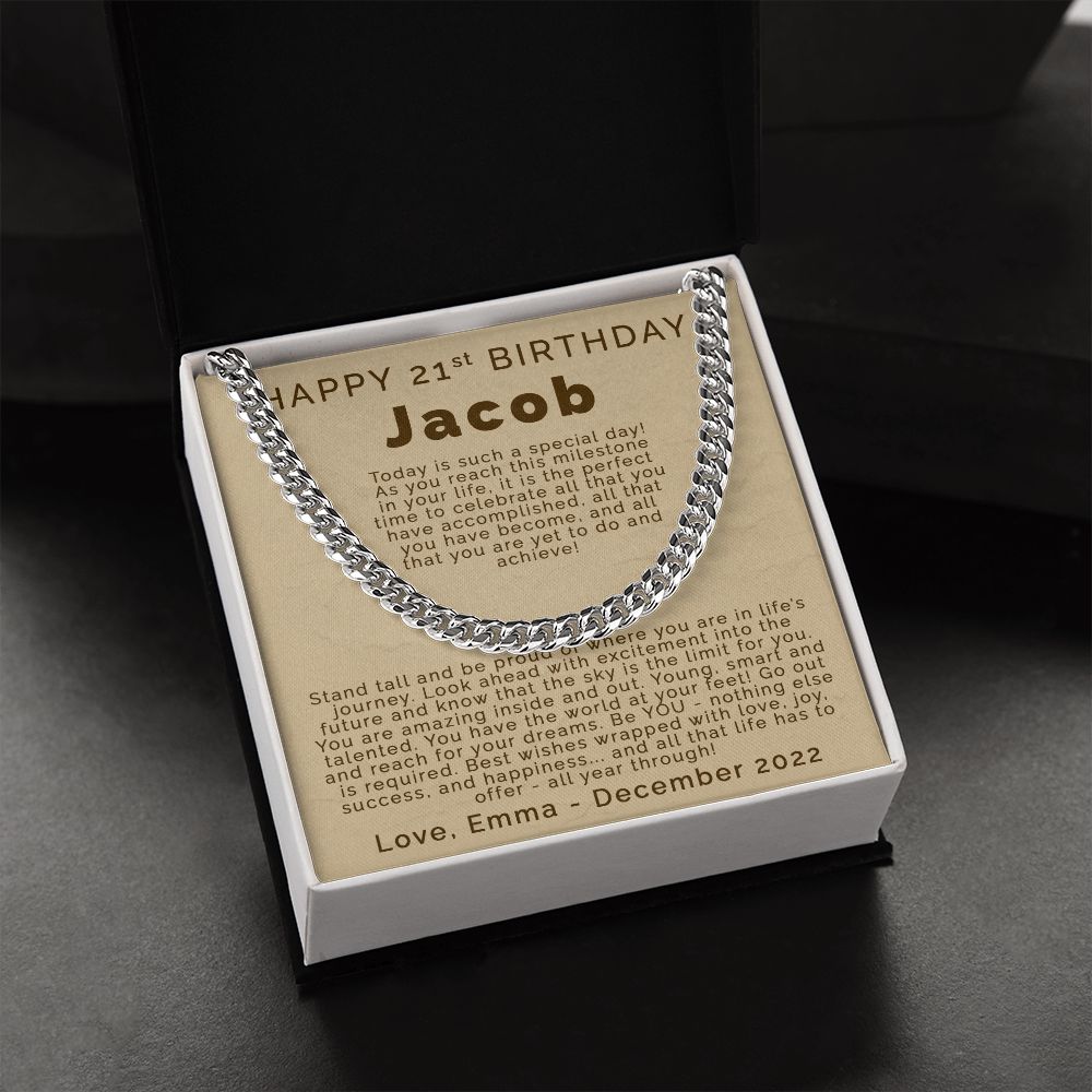 Happy 21st Birthday | Personalized | Cuban Link Chain - Julri Box