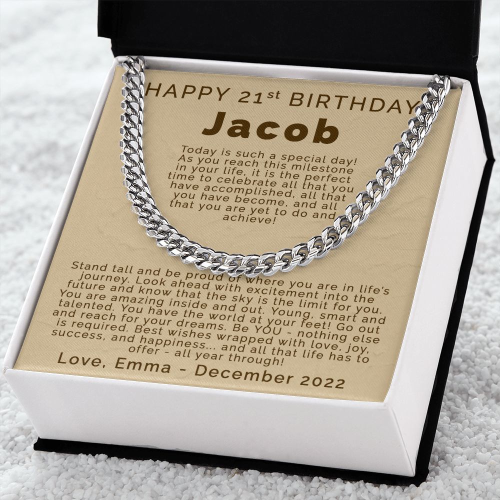 Happy 21st Birthday | Personalized | Cuban Link Chain - Julri Box