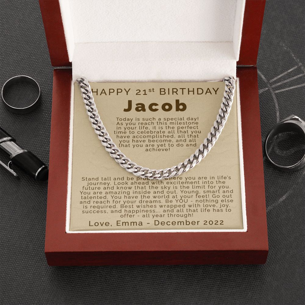 Happy 21st Birthday | Personalized | Cuban Link Chain - Julri Box