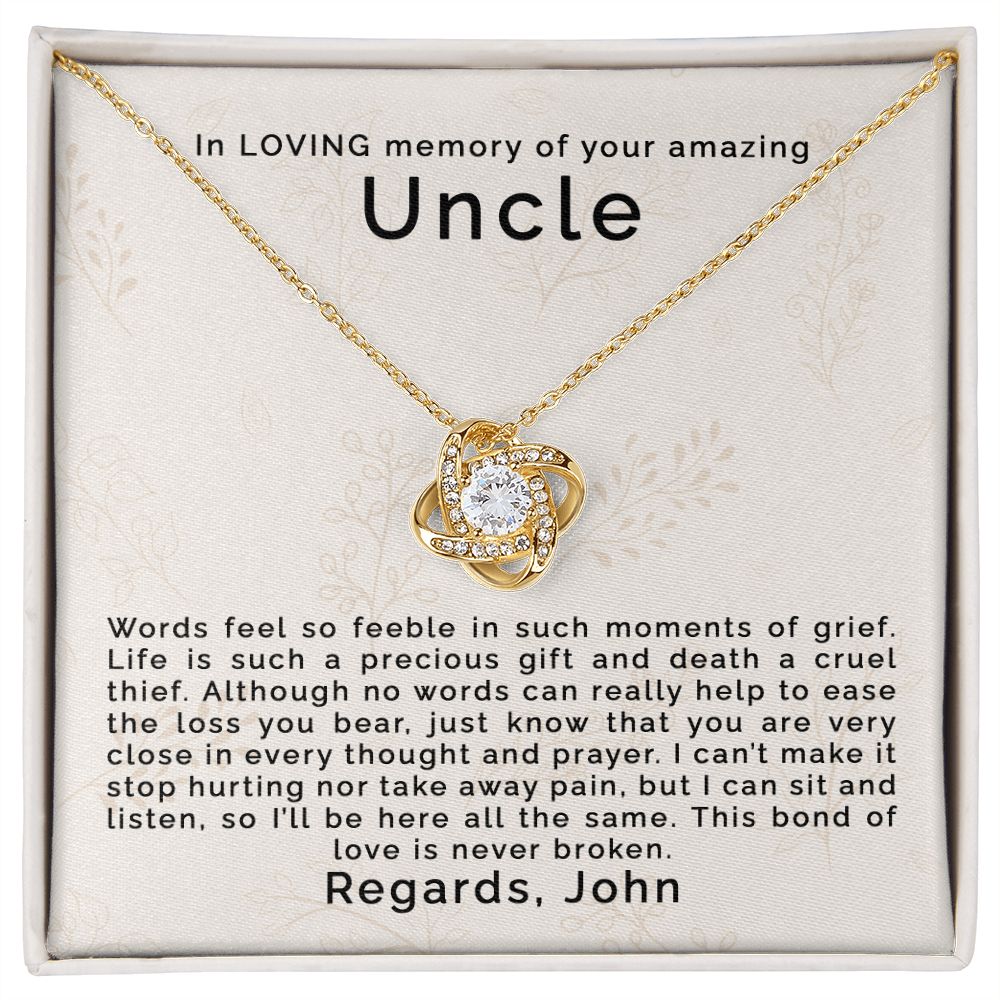 Loss of Uncle | Personalized | Love Knot Necklace