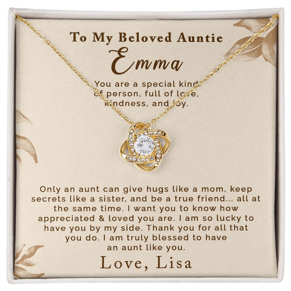 To Auntie | Personalized | Love Knot Necklace - Julri Box