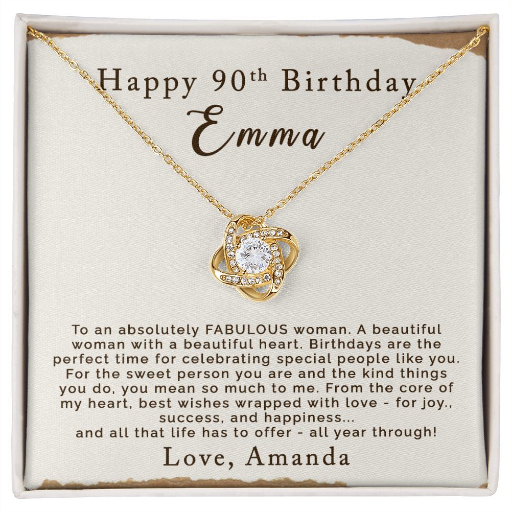 Happy 90th Birthday | Personalized | Love Knot Necklace - Julri Box