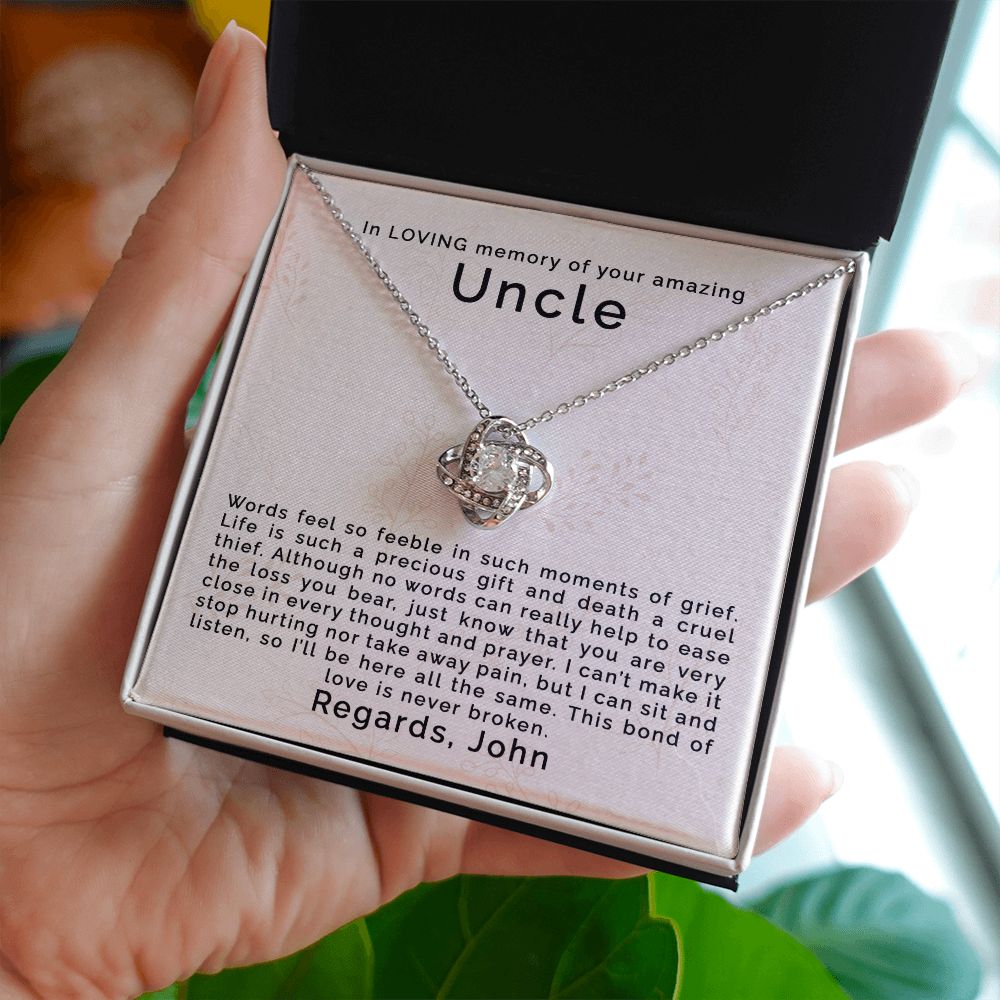 Loss of Uncle | Personalized | Love Knot Necklace