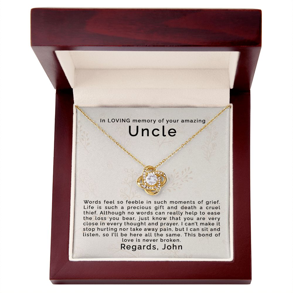 Loss of Uncle | Personalized | Love Knot Necklace