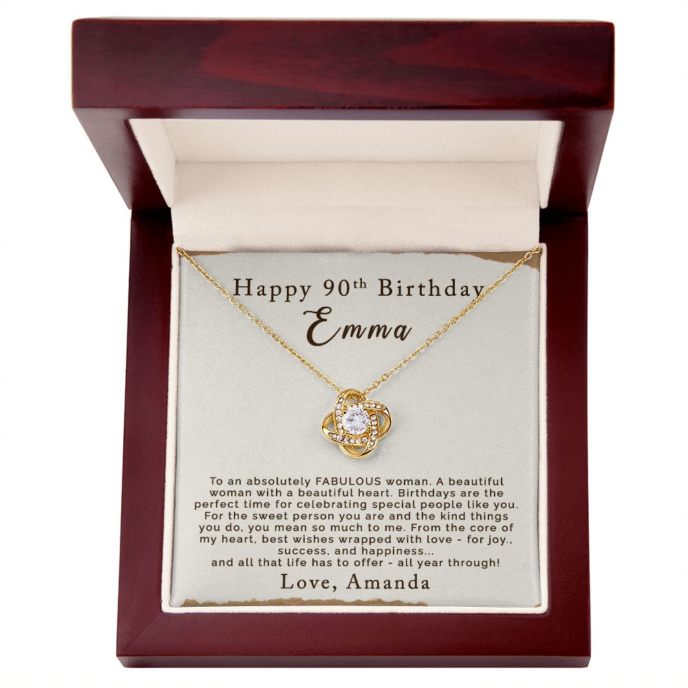 Happy 90th Birthday | Personalized | Love Knot Necklace - Julri Box