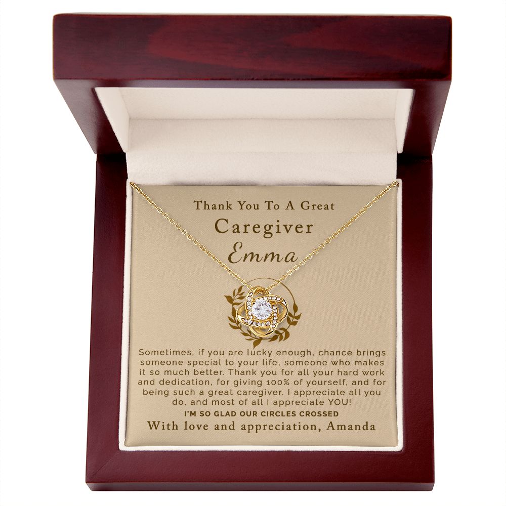 Thank you Caregiver | Personalized | Love Knot Necklace - Julri Box