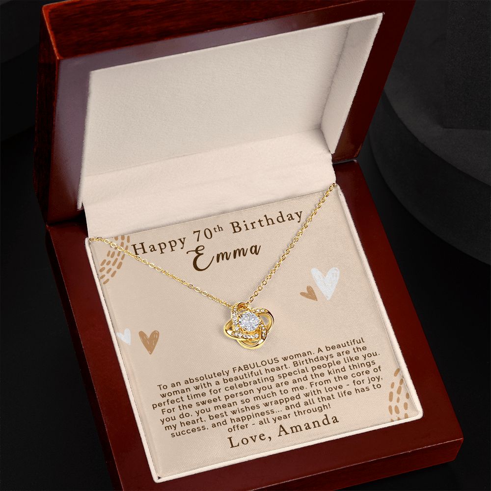 Happy 70th Birthday | Personalized | Love Knot Necklace - Julri Box