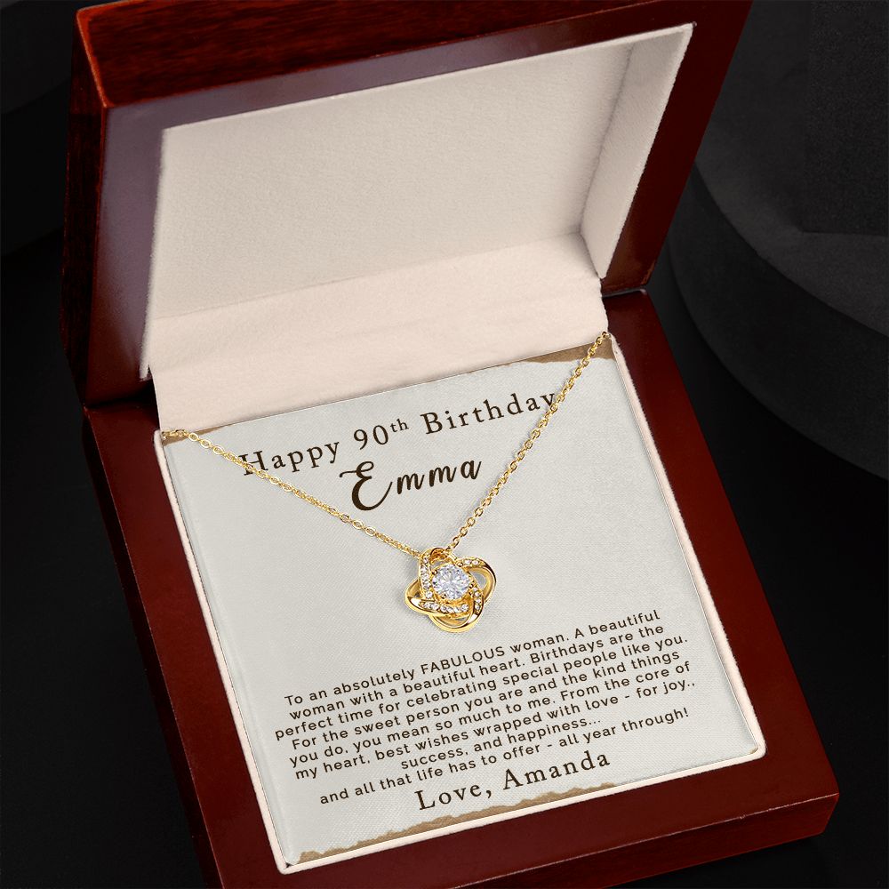 Happy 90th Birthday | Personalized | Love Knot Necklace - Julri Box