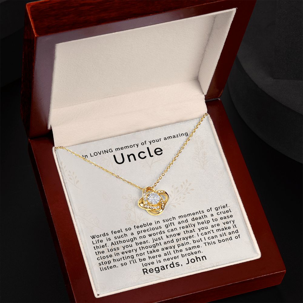 Loss of Uncle | Personalized | Love Knot Necklace