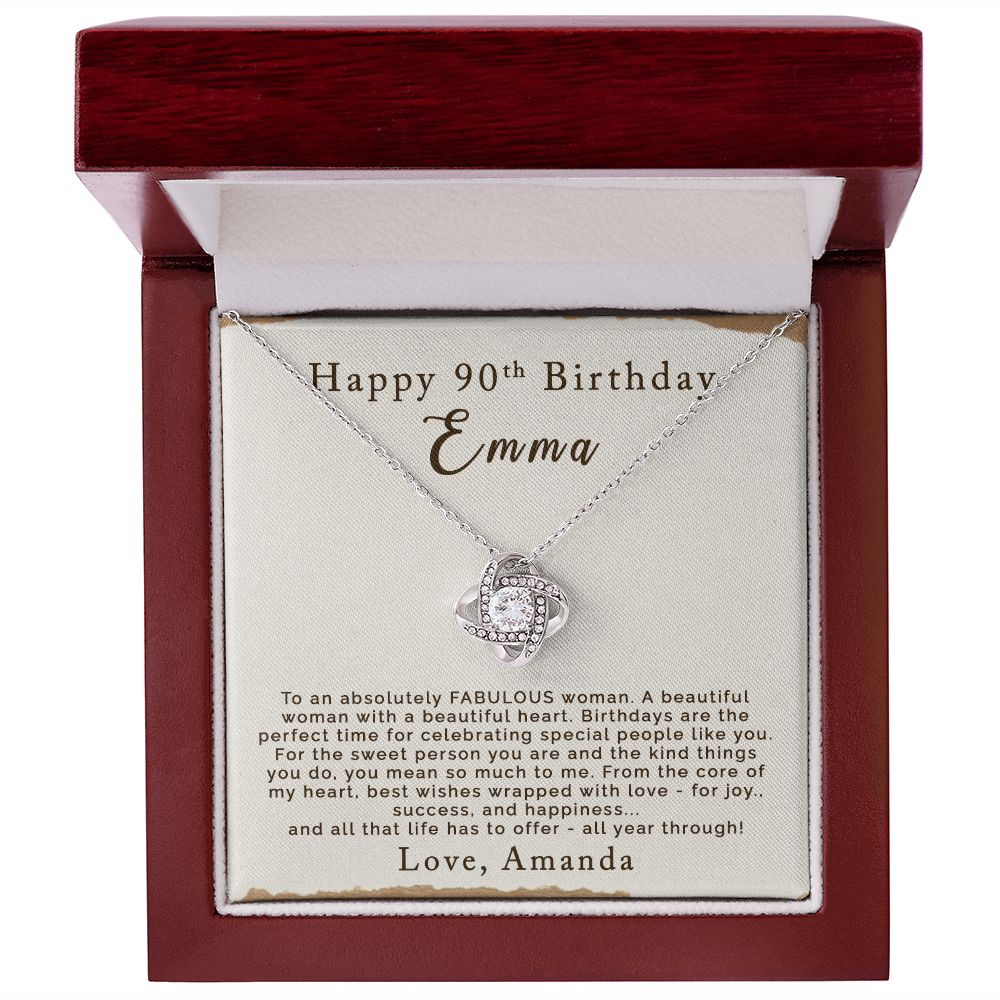 Happy 90th Birthday | Personalized | Love Knot Necklace - Julri Box