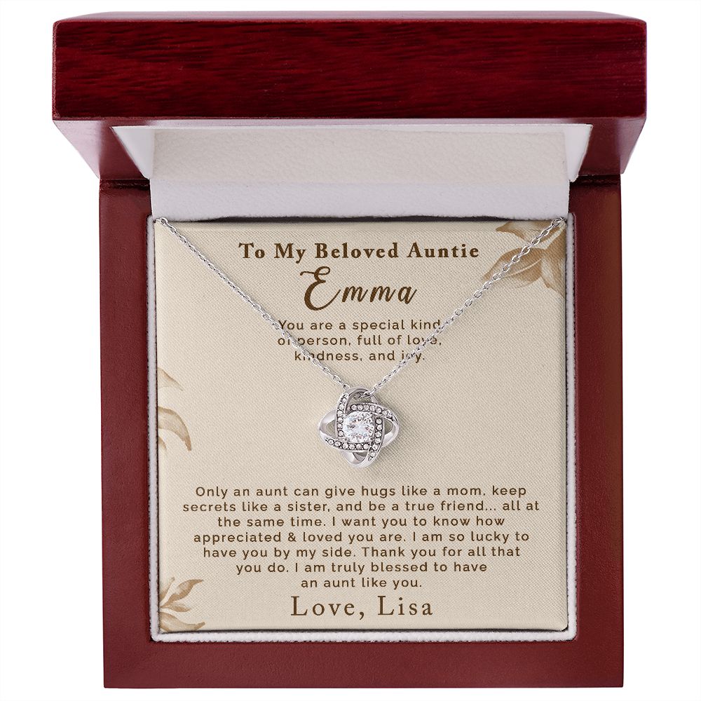 To Auntie | Personalized | Love Knot Necklace - Julri Box