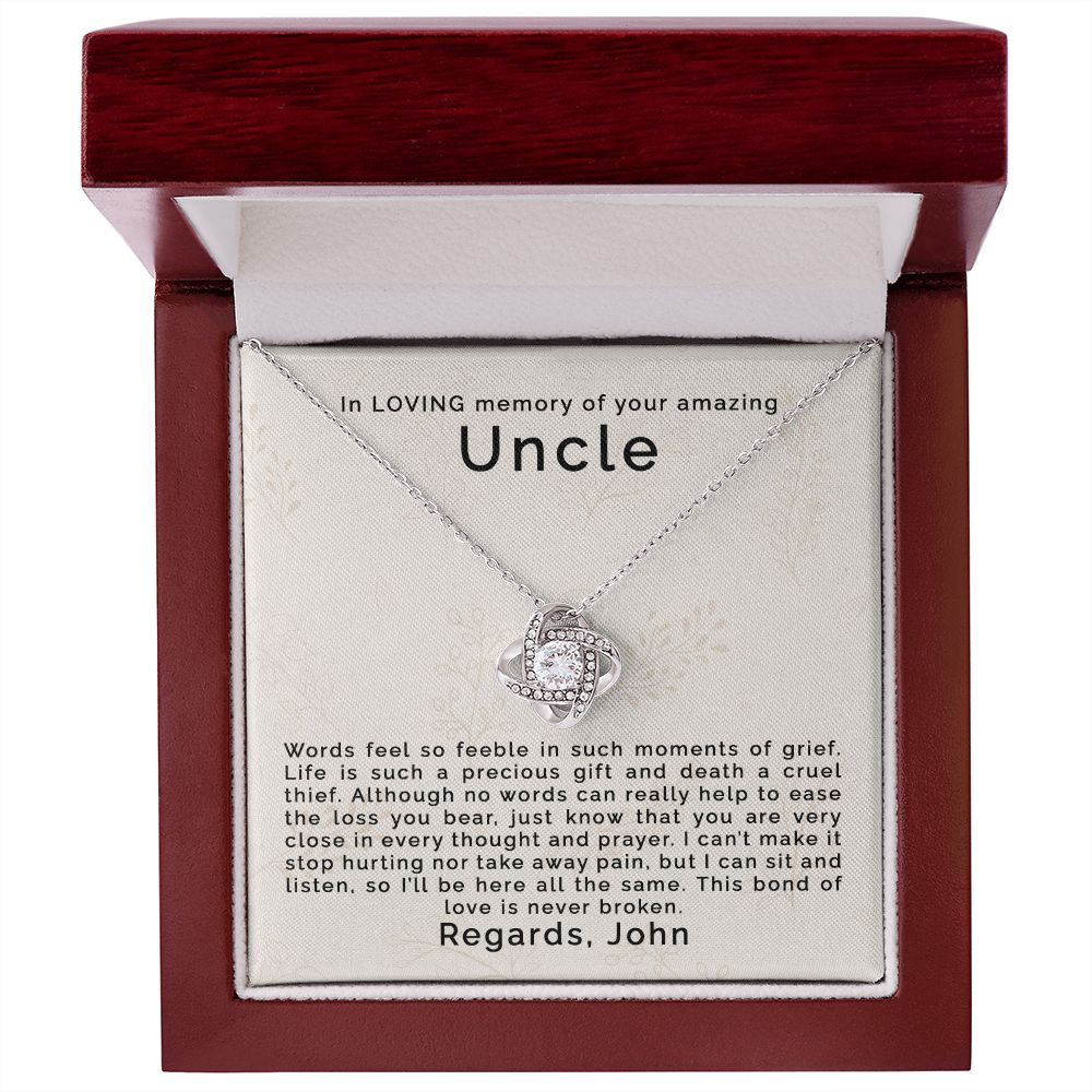 Loss of Uncle | Personalized | Love Knot Necklace