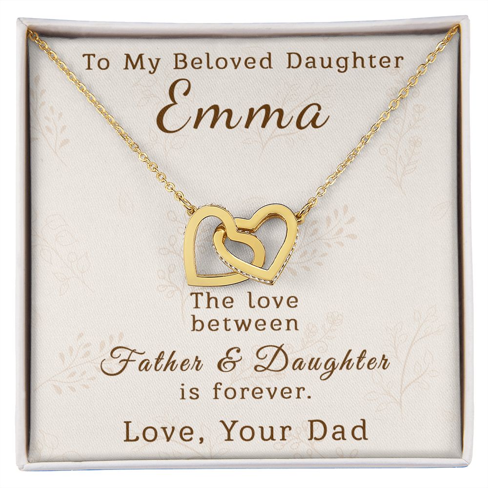 To Daughter | From Father | Personalized | Interlocking Hearts Necklace - Julri Box