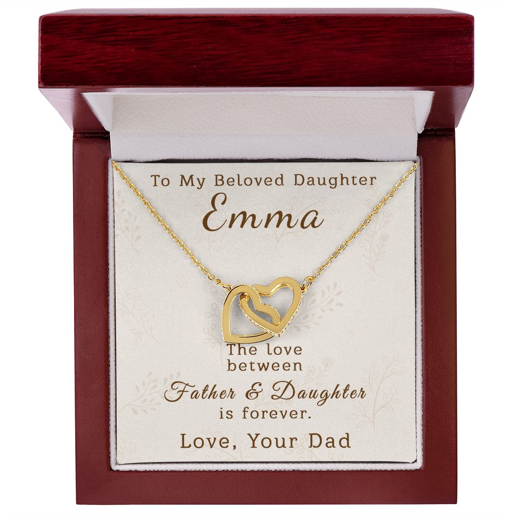 To Daughter | From Father | Personalized | Interlocking Hearts Necklace - Julri Box