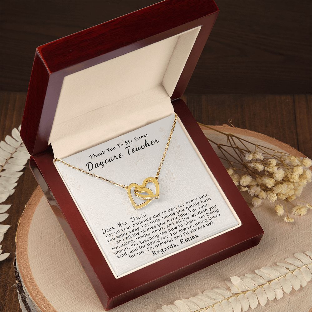 Daycare Teacher | Personalized | Interlocking Hearts Necklace - Julri Box