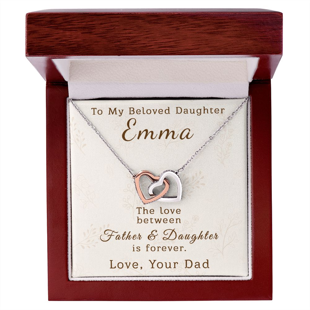 To Daughter | From Father | Personalized | Interlocking Hearts Necklace - Julri Box