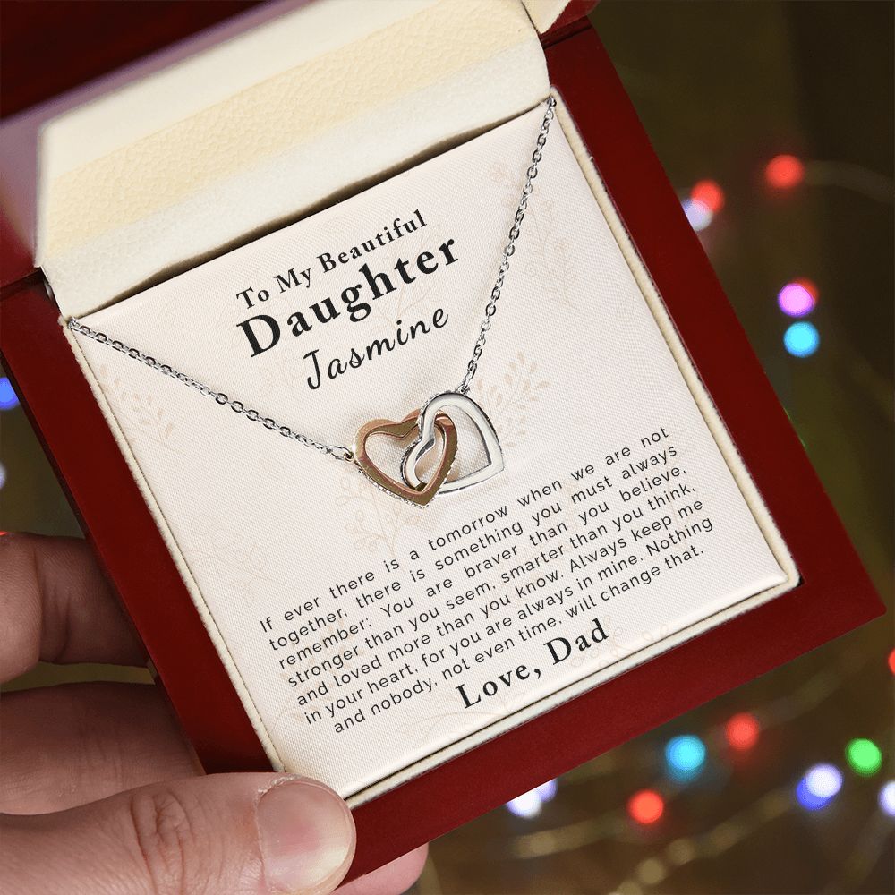 Personalized Gifts for Daughter from Dad | Interlocking Hearts Necklace
