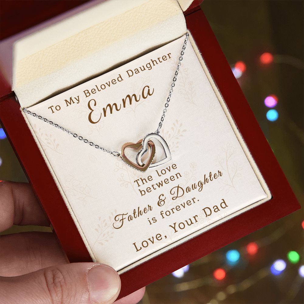 To Daughter | From Father | Personalized | Interlocking Hearts Necklace - Julri Box