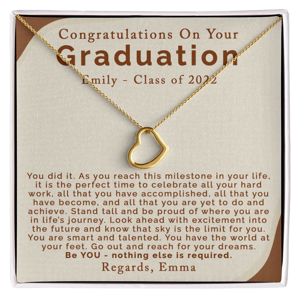 Graduation | Personalized | Delicate Heart Necklace - Julri Box