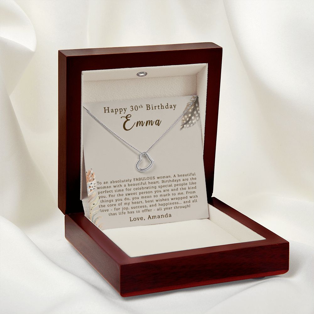 Happy 30th Birthday | Personalized | Delicate Heart Necklace - Julri Box