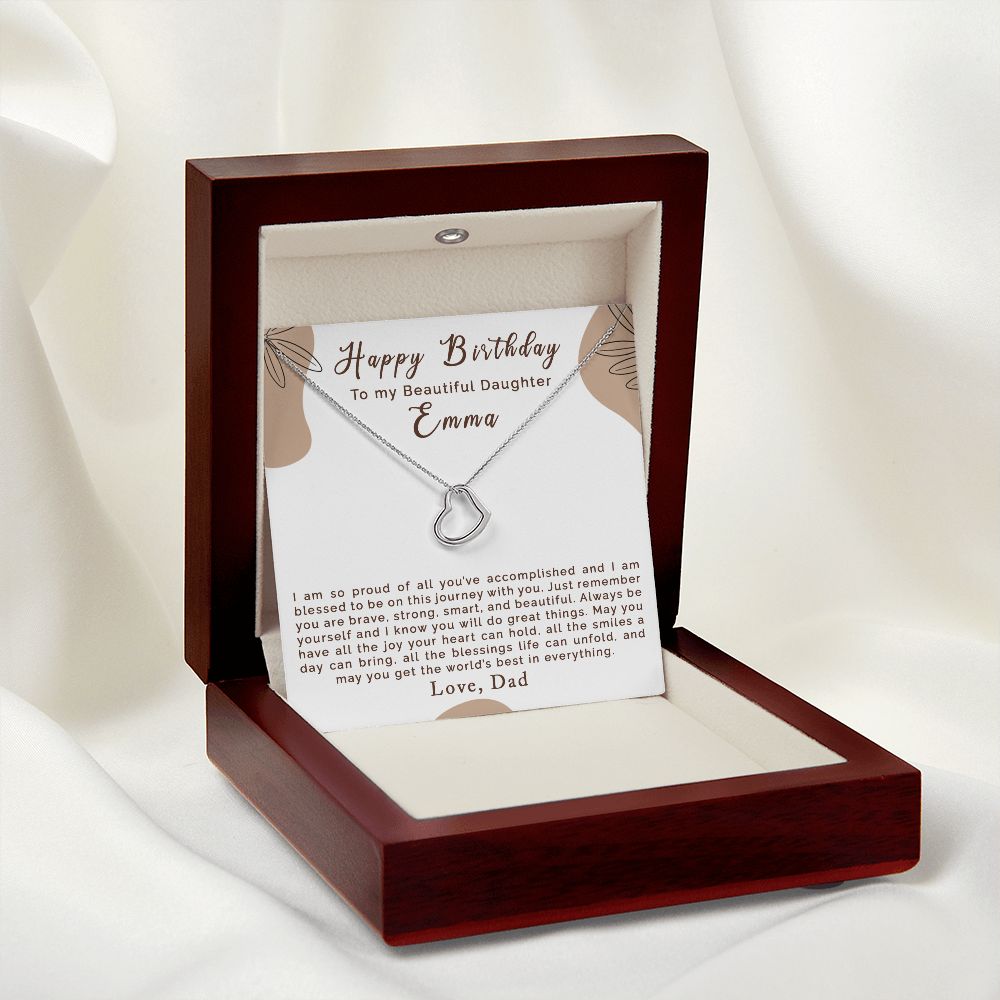 Happy Birthday To My Beautiful Daughter | Personalized | Delicate Heart Necklace - Julri Box